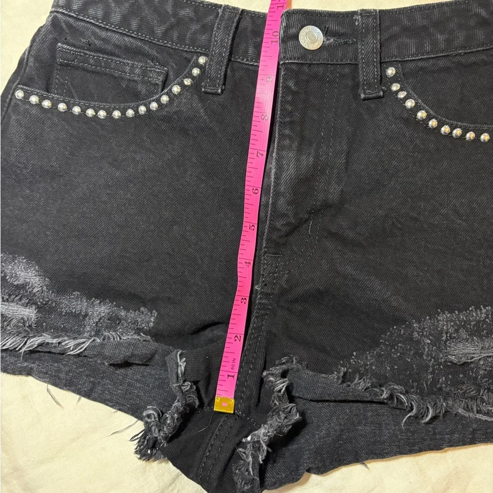 Forever 21 Premium Studded Black Denim Shorts | Size 26 | Y2K Festival